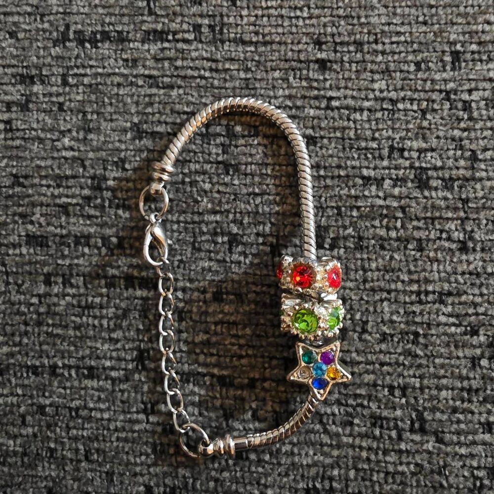 Silver Snake Bracelet w/ charms